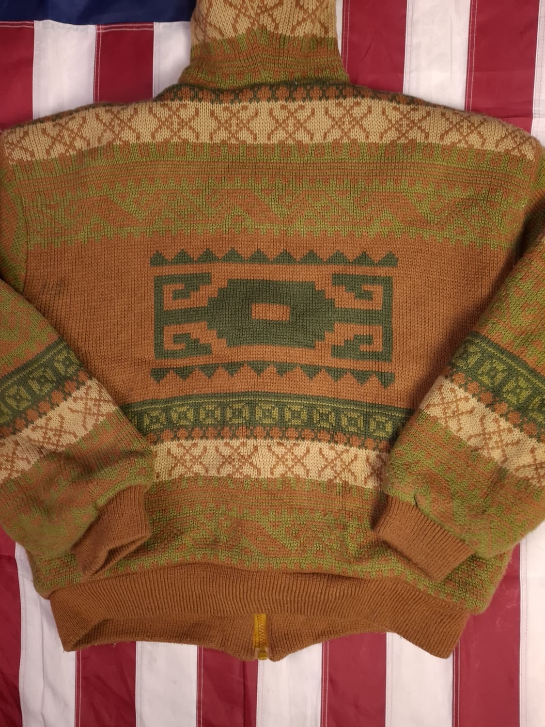 90's 일본판 에스닉 보아퍼 패턴 니트 후드 집업 상품이미지6