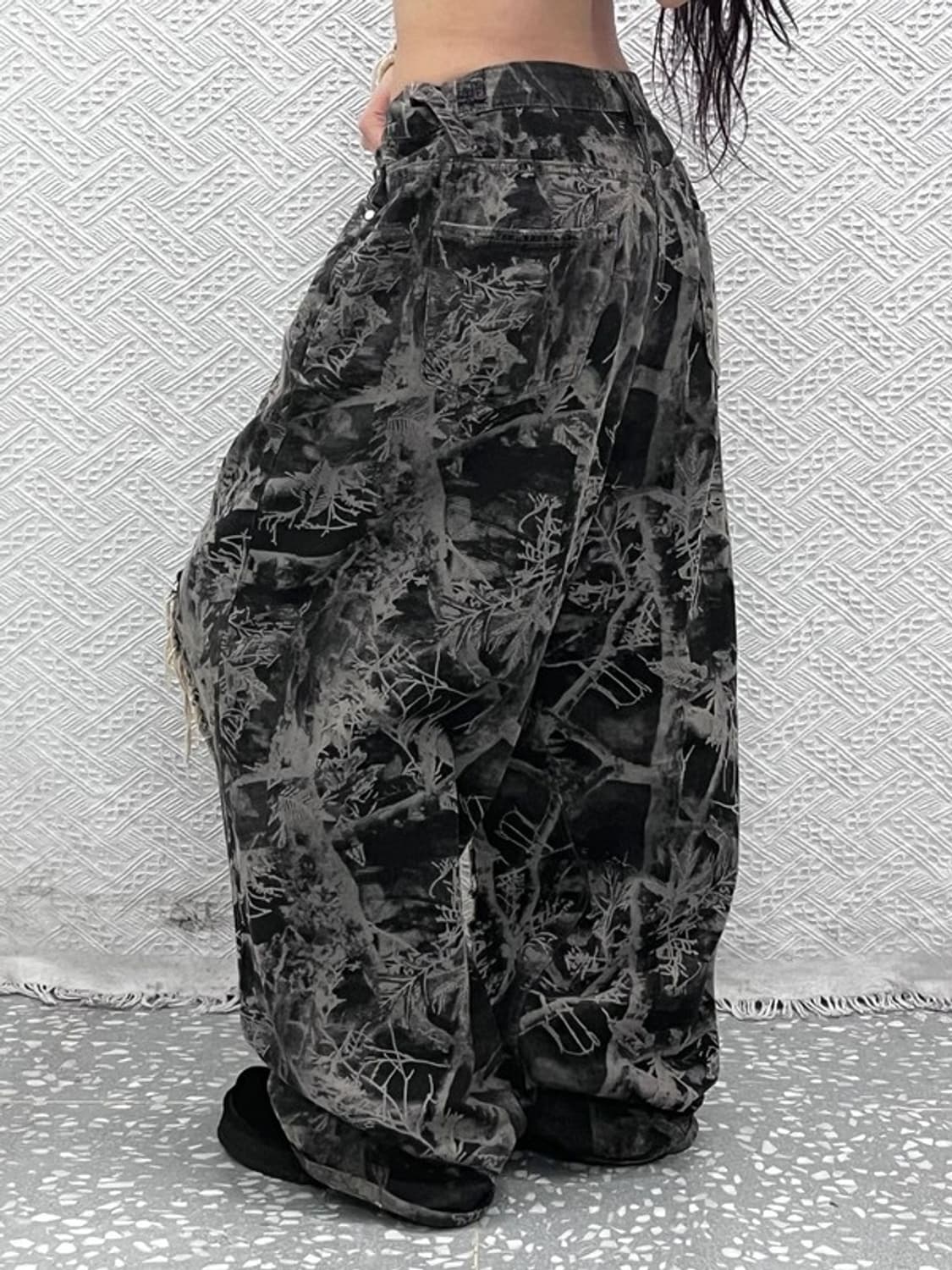 SEEOT 빈티지 아메카지 스트릿 펑크 데미지 와이드팬츠 L C10725 상품이미지2