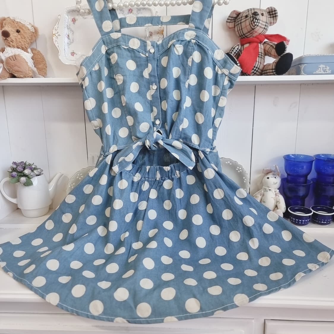 도트 데님 원피스 상품이미지3