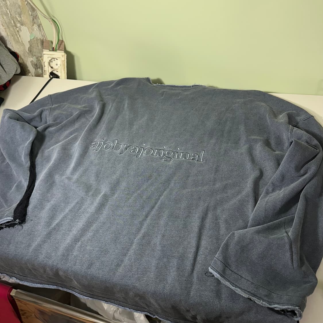 OS 아조바이조 루즈오버핏 니트배색 그런지맨투맨 상품이미지5