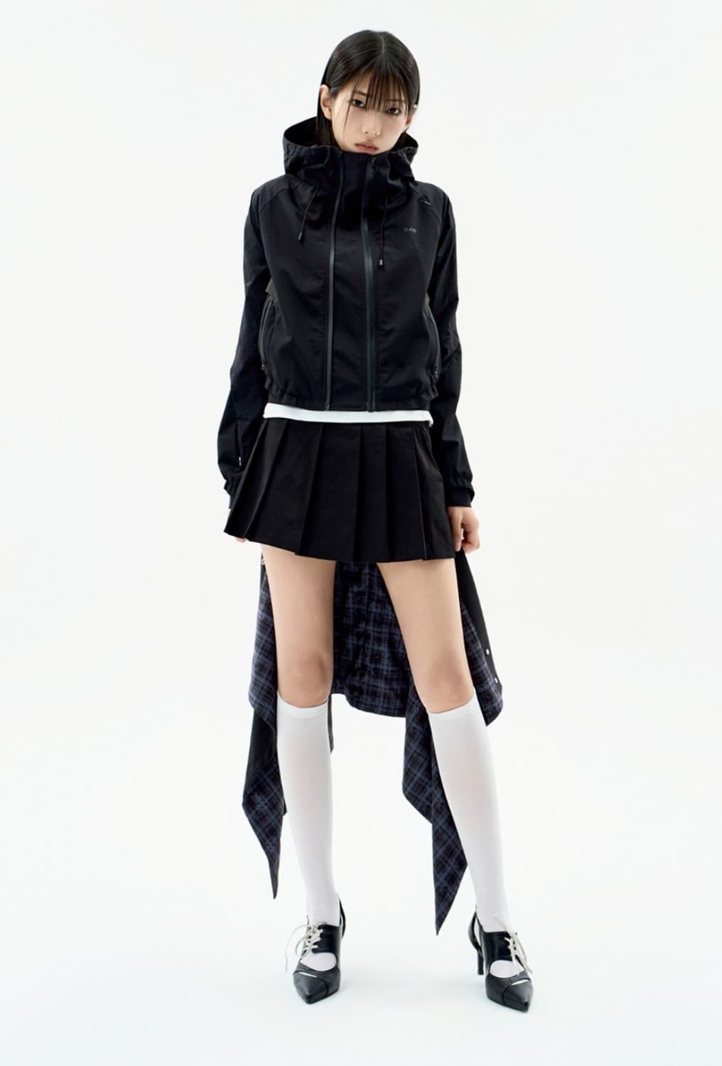 오호스 스커트 언밸런스 분리 패널 스커트 블랙 1사이즈 상품이미지4