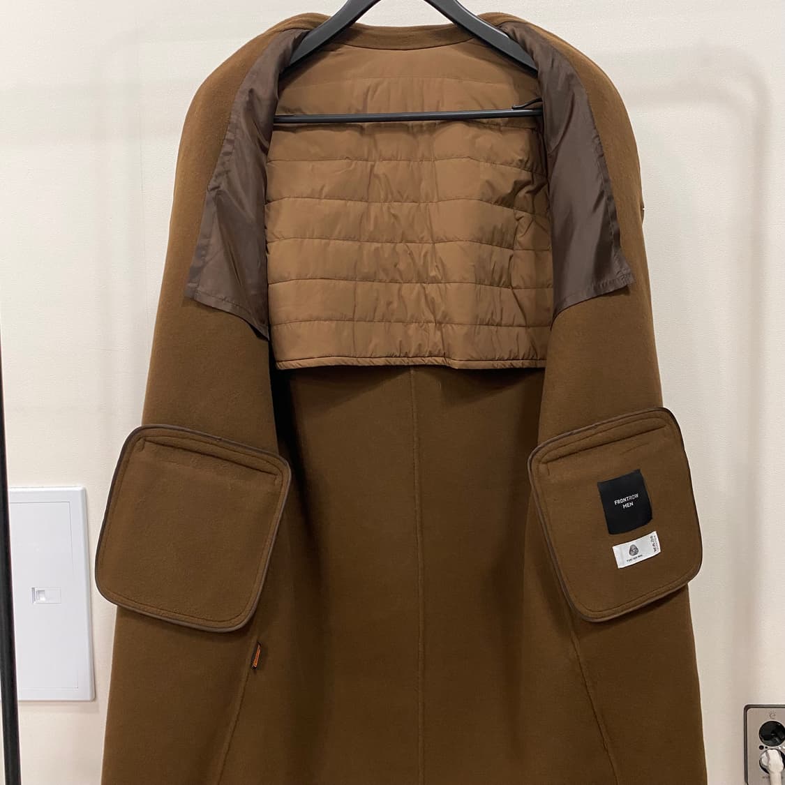 프론트로우 패디드 퓨어 울 코트 카멜 상품이미지5
