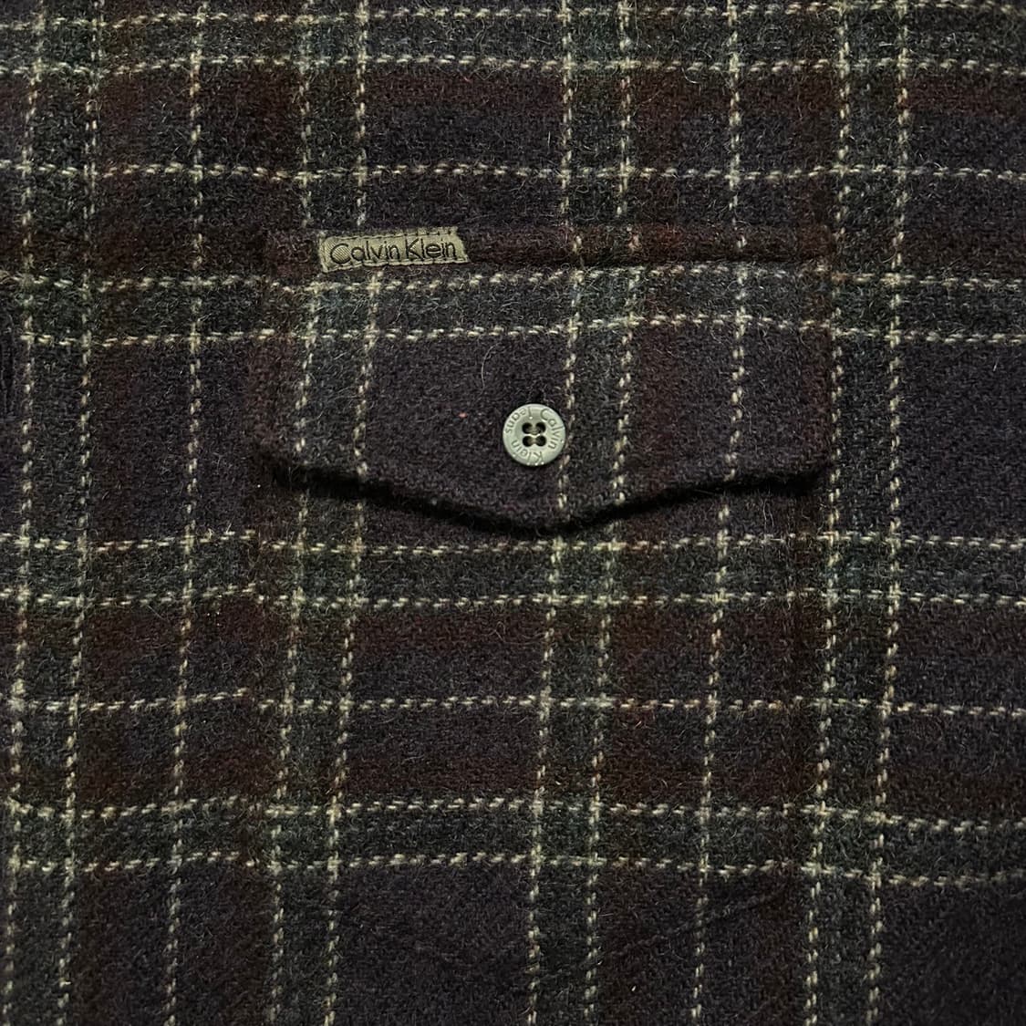 90s Italy 캘빈클라인 Calvin Klein 헤비 울 체크셔츠 상품이미지4