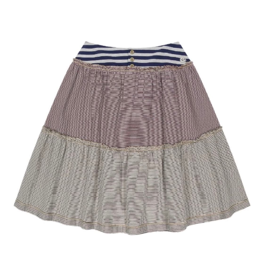 코이세이오 컬러드 스트라이프 미디 스커트 그레이 베이지 상품이미지1