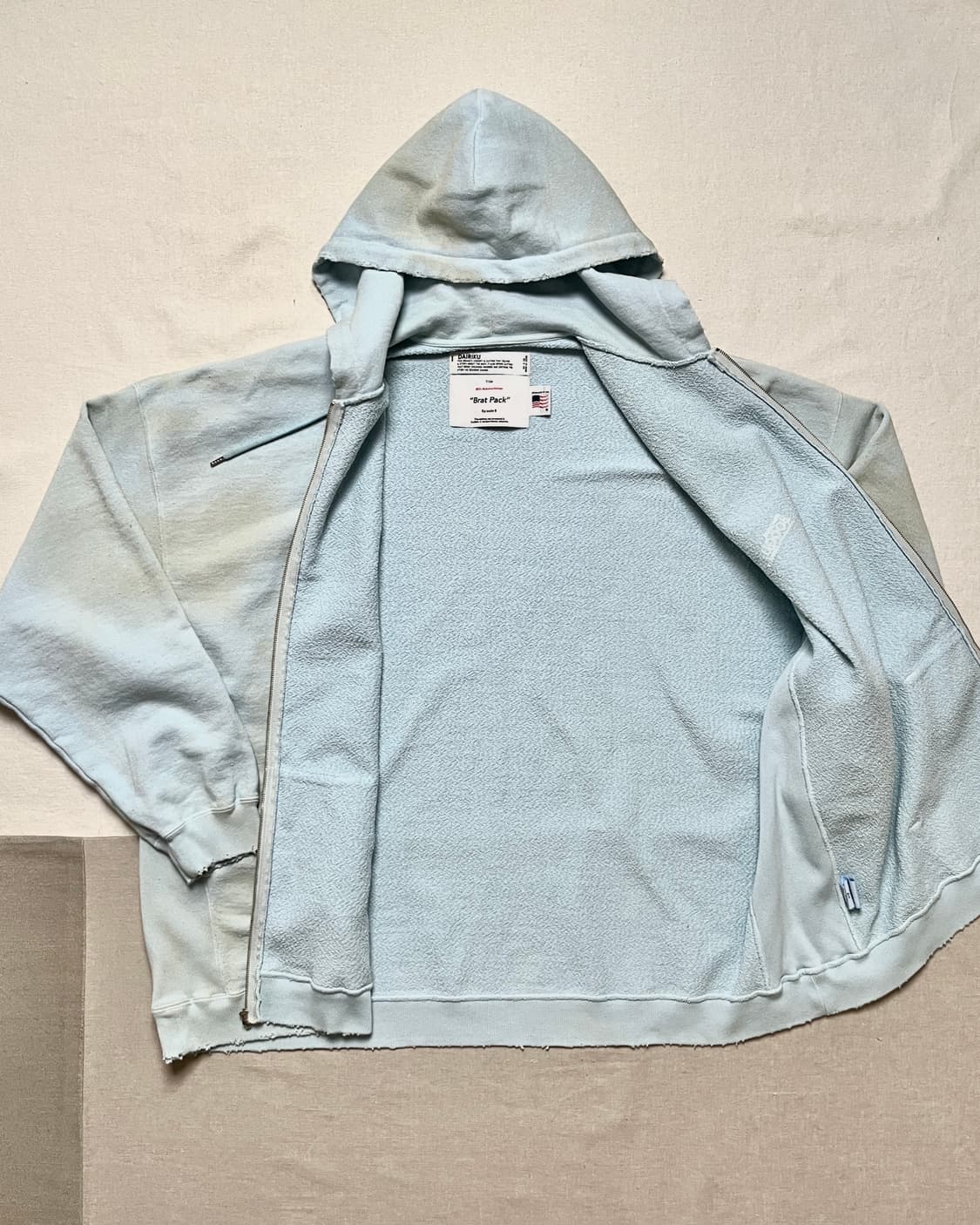 다이리쿠 포니보이 후드집업 dairiku 21aw 더티워싱 상품이미지3