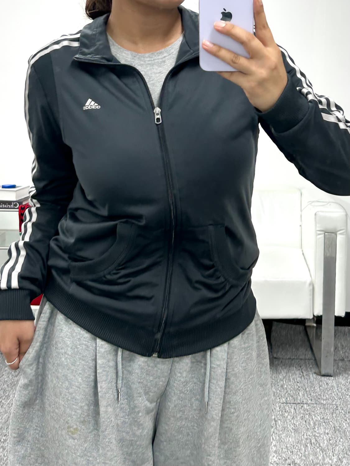 이디다스 트랙탑 블랙 실버 져지 L 상품이미지2