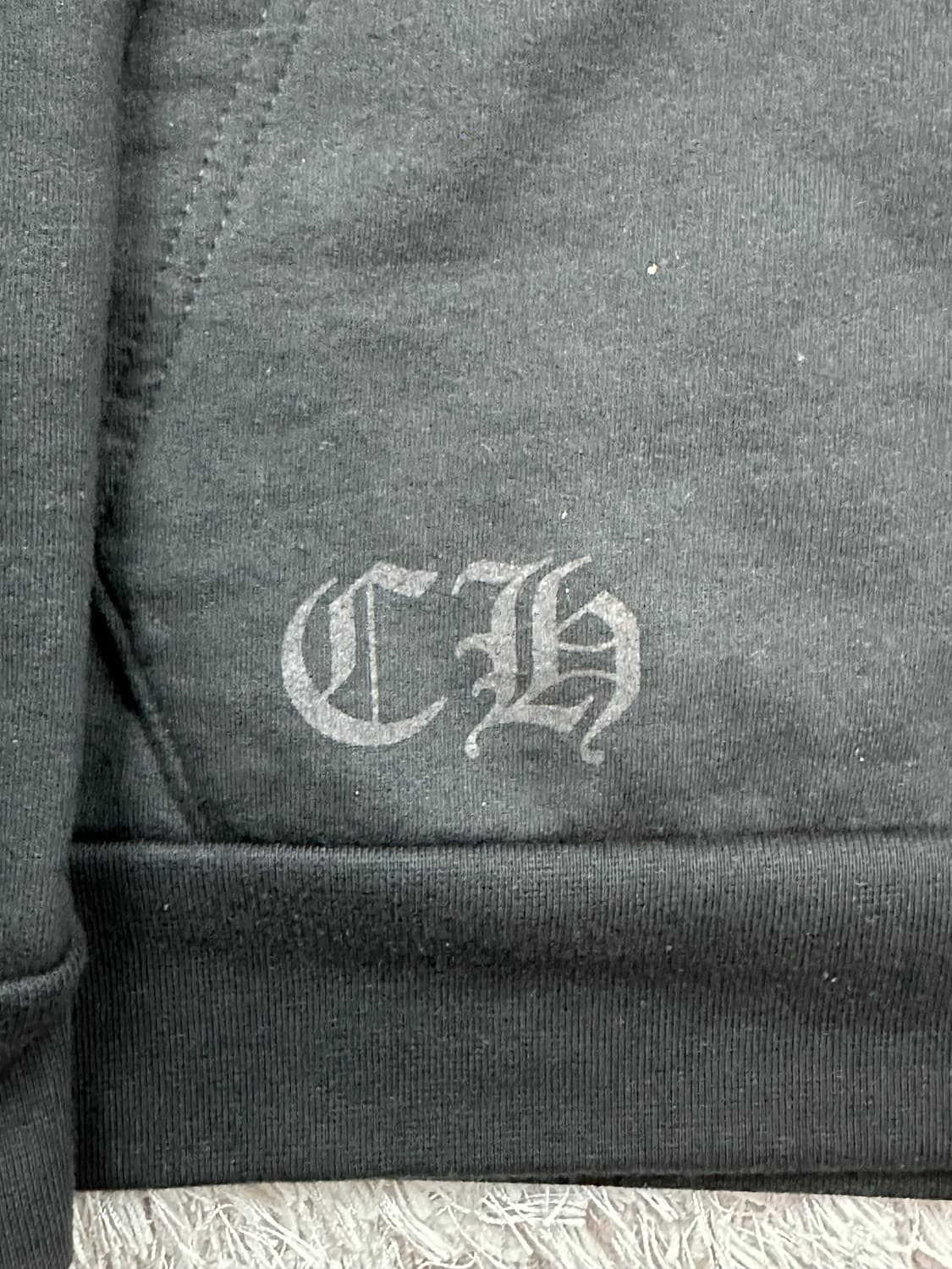 [M] 정품 크롬하츠 실버 글리터 홀스슈 후드 블랙 상품이미지4