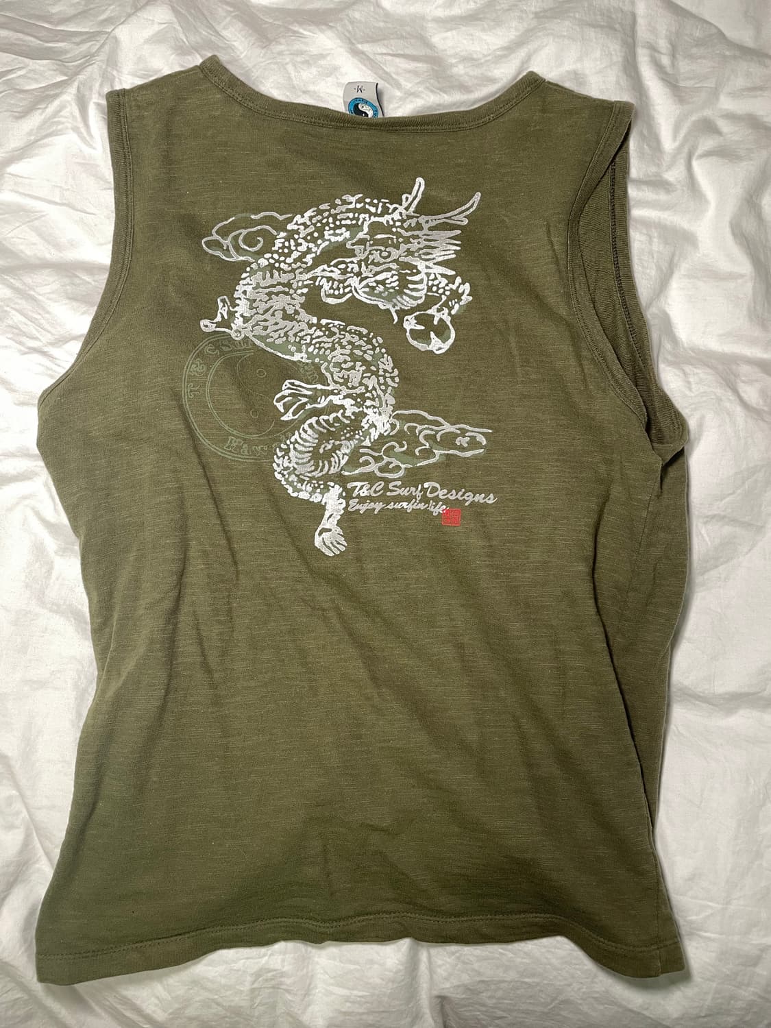 y2k khaki sleeveless 카키 프린팅 민소매 나시 상품이미지2