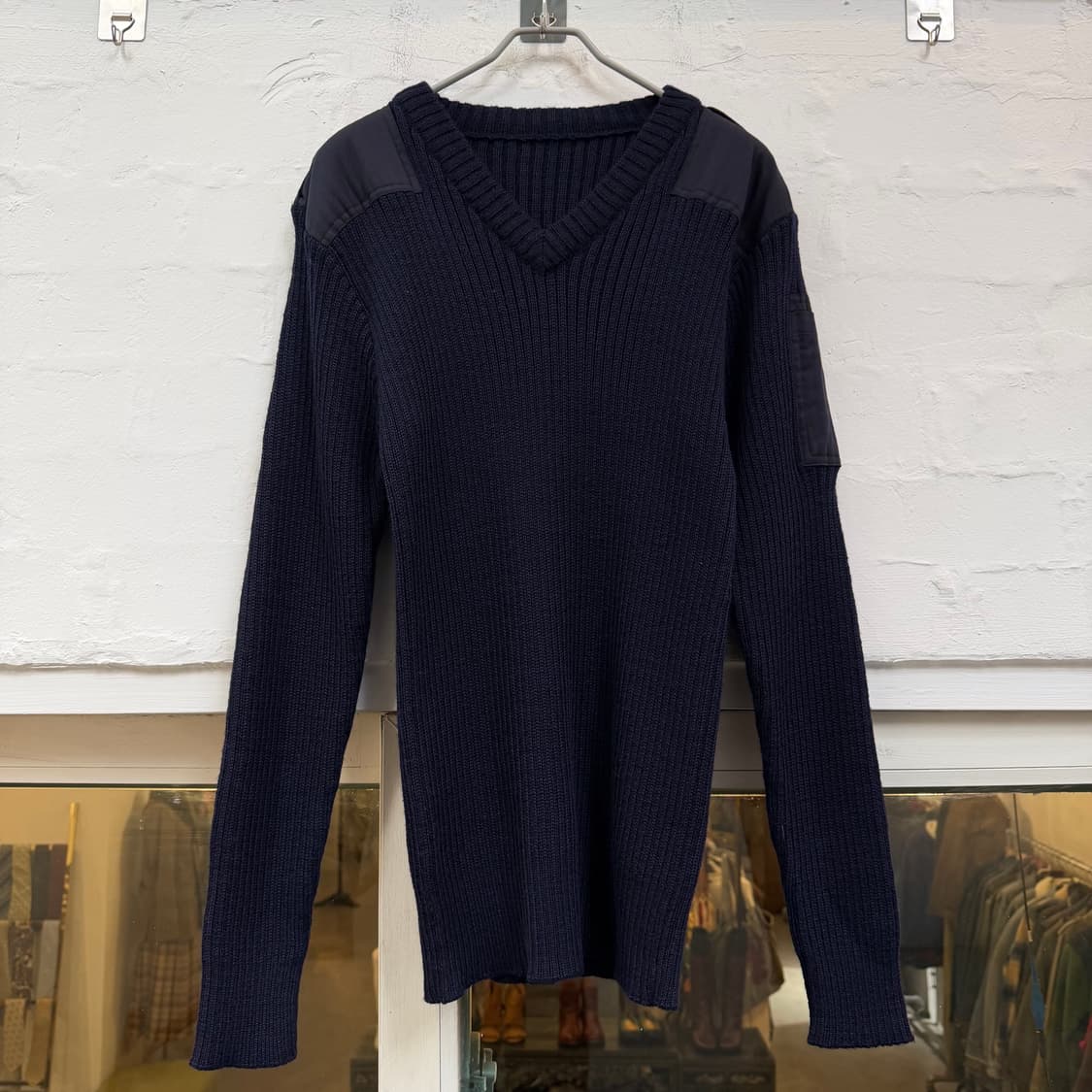 Vintage 네이비 V넥 코만도 스웨터 OS 상품이미지1