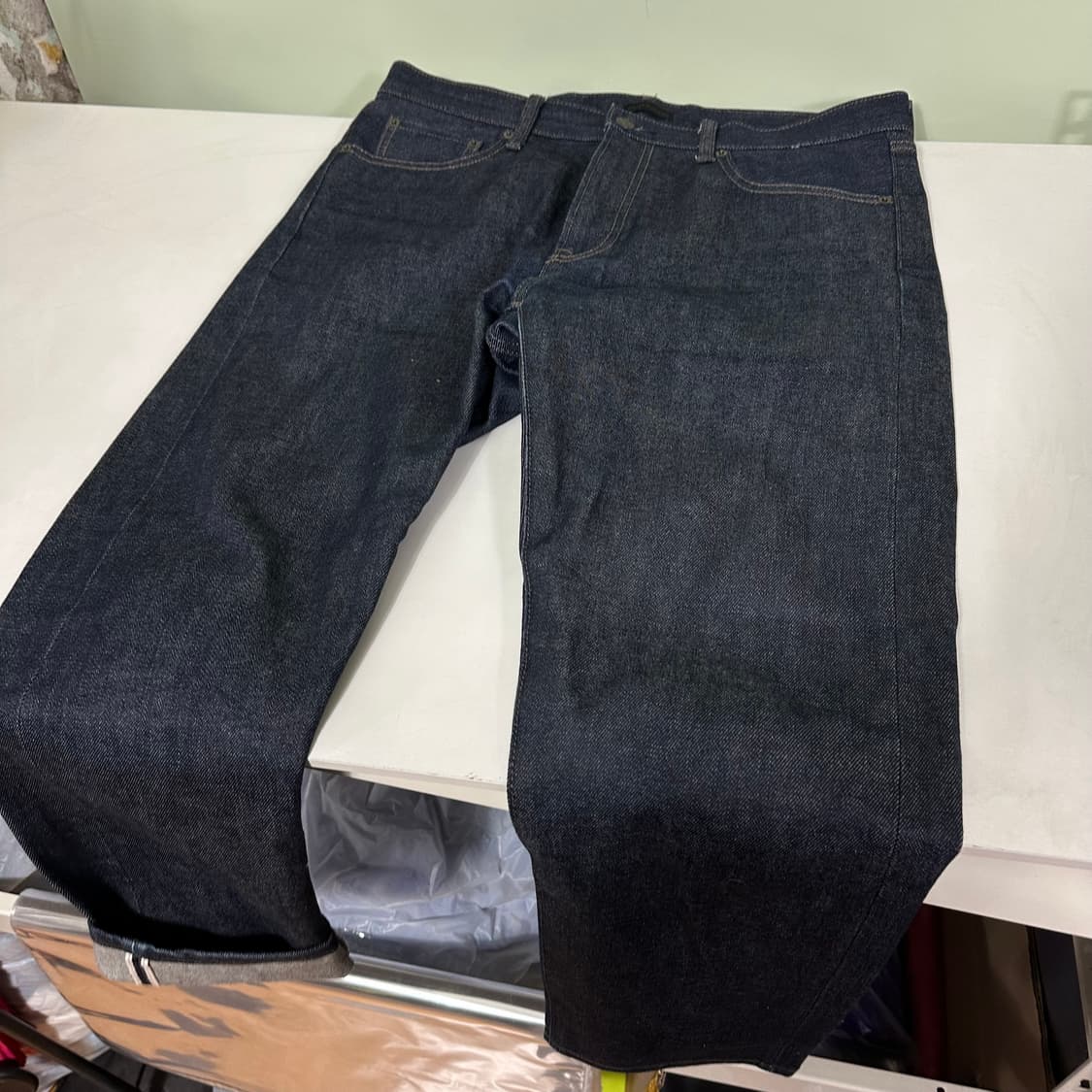 34 L 유니클로 슬림레귤러핏 생지 셀비지 데님팬츠 상품이미지3