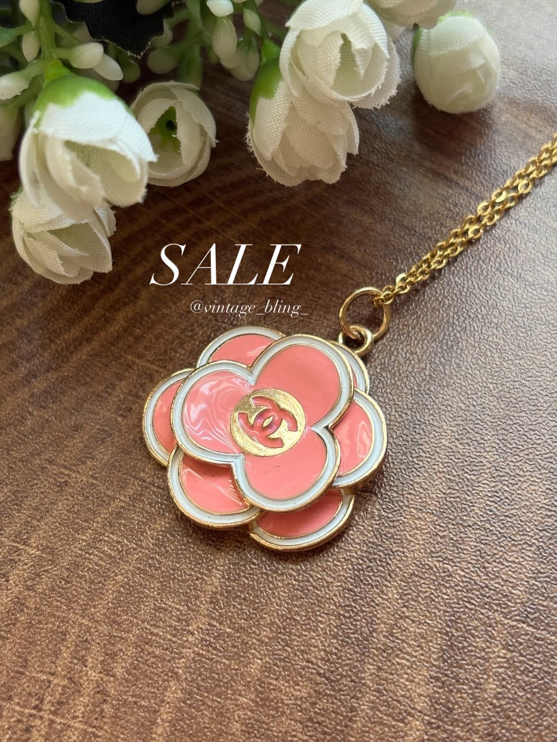 [SALE] 샤넬 까멜리아 플라워 핑크골드 목걸이 상품이미지1