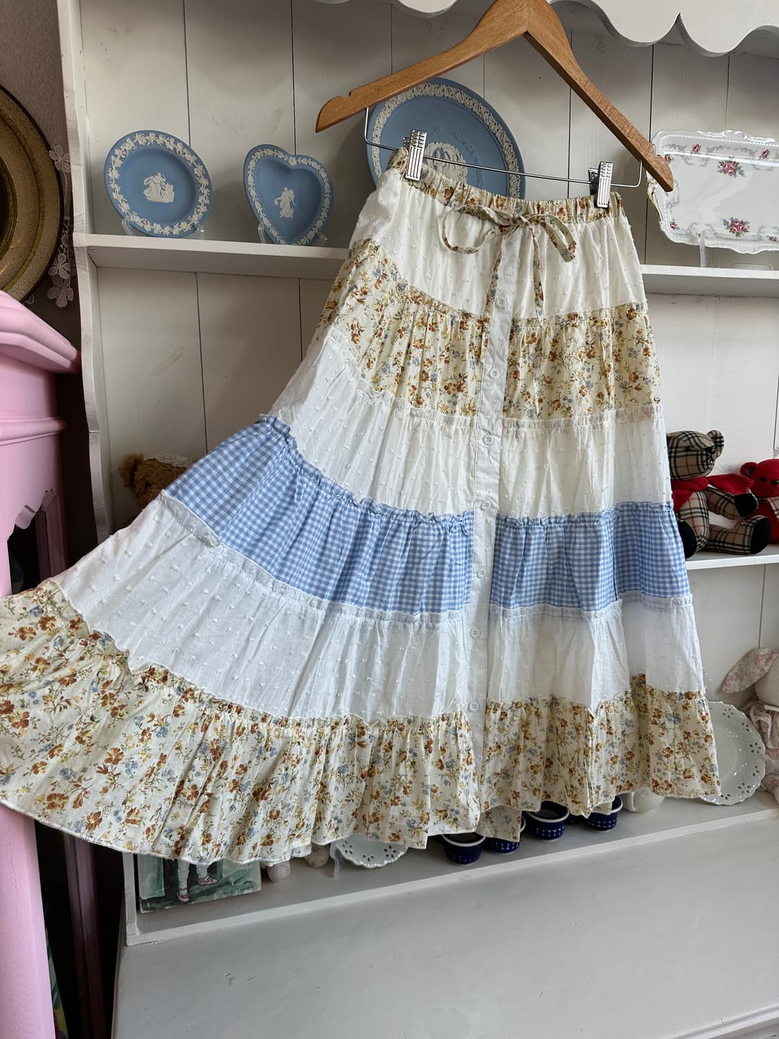 패치워크 롱 스커트 상품이미지2