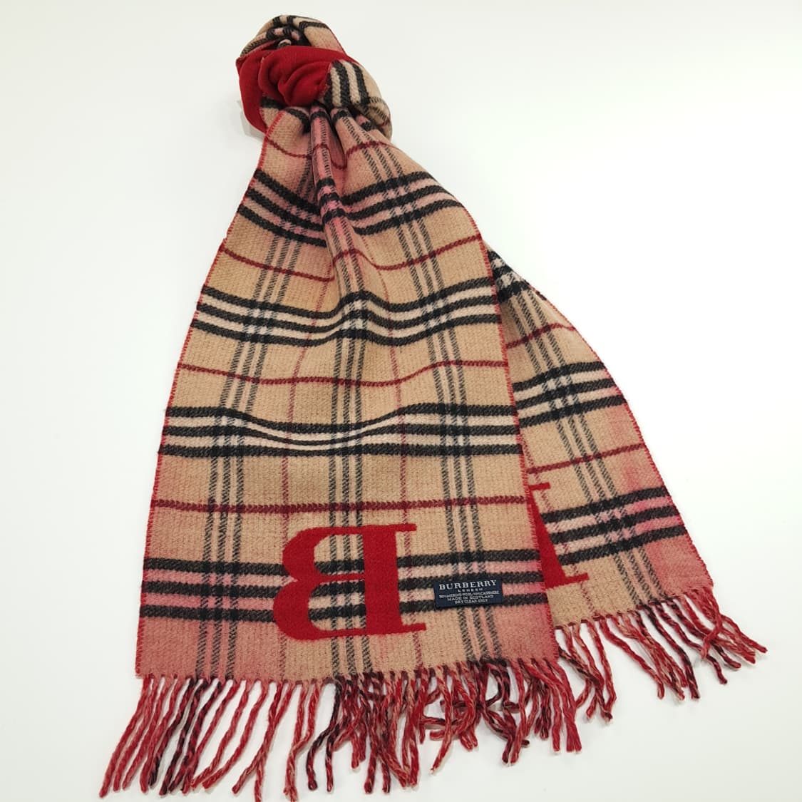 MX196 버버리 클래식 노바체크 레드 메리노울 캐시 양면 목도리 머플러 상품이미지3