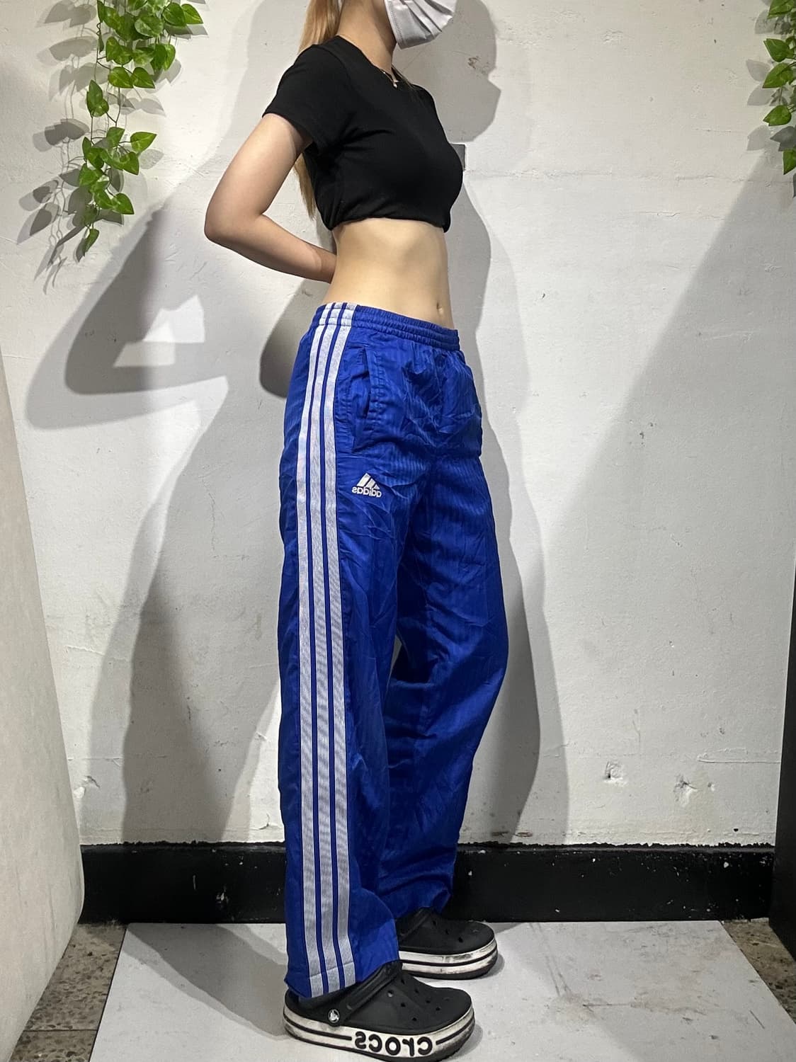 아디다스 블루 그레이 삼선 트랙 와이드 팬츠  상품이미지1