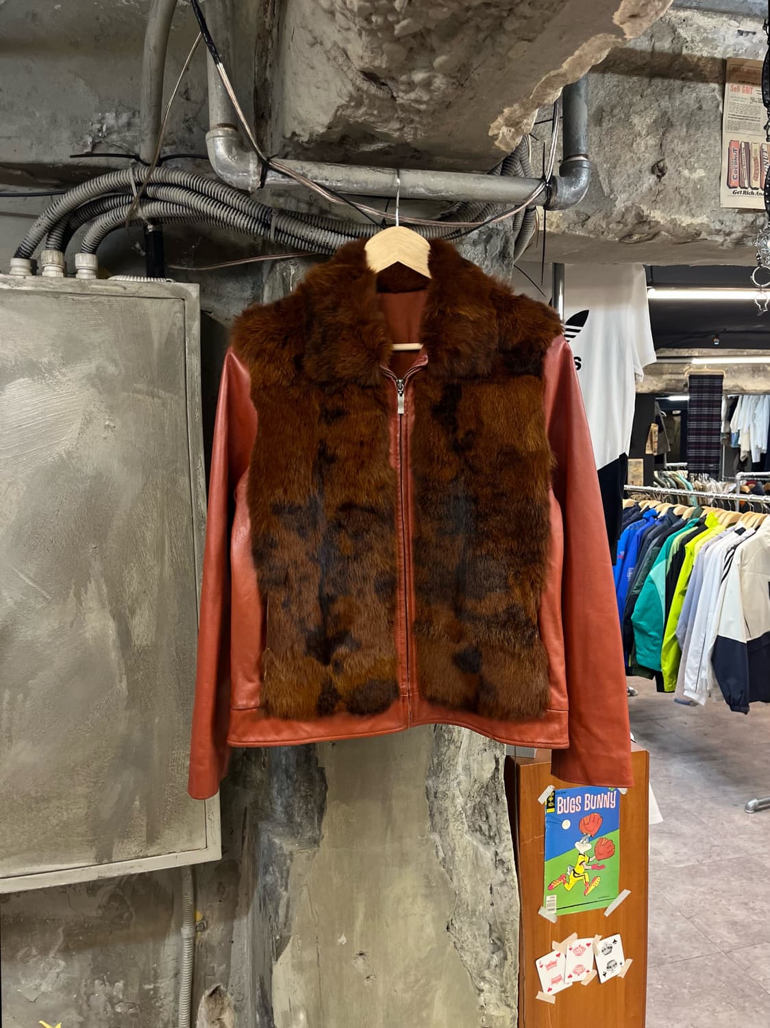 빈티지 토끼털 양가죽 레더 자켓 레드브라운 #csz2837 상품이미지1