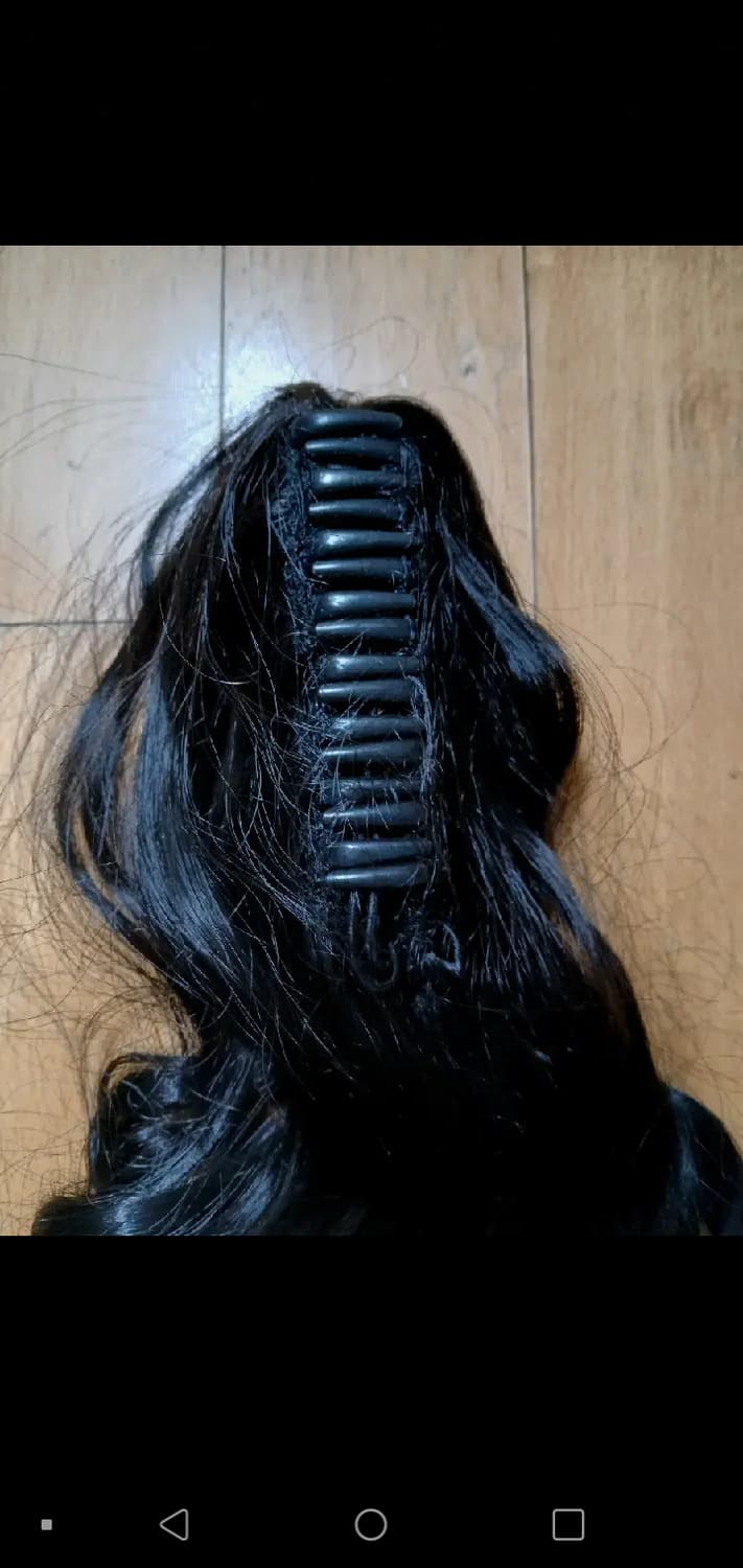 포니테일 웨이브 집게핀 자연스러운 가발 내추럴 블랙 상품이미지5