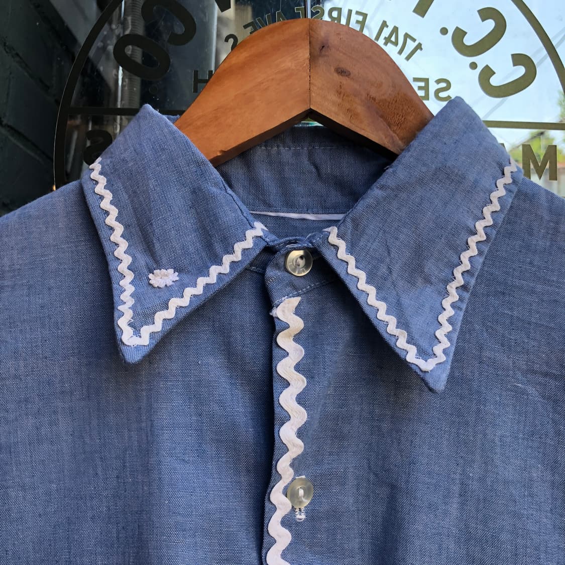 80s Vintage chambray shirt-M 상품이미지5