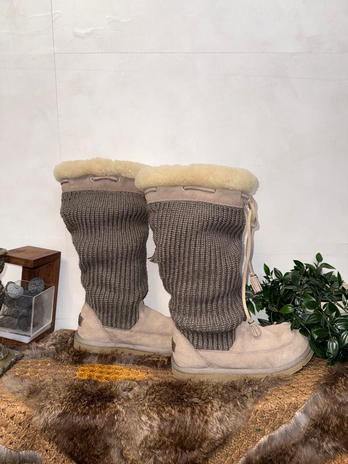 UGG ash beige suede knit long boots 상품이미지6