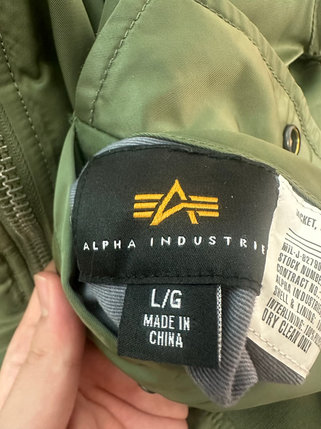알파인더스트리 ma-1 카키 L 상품이미지7