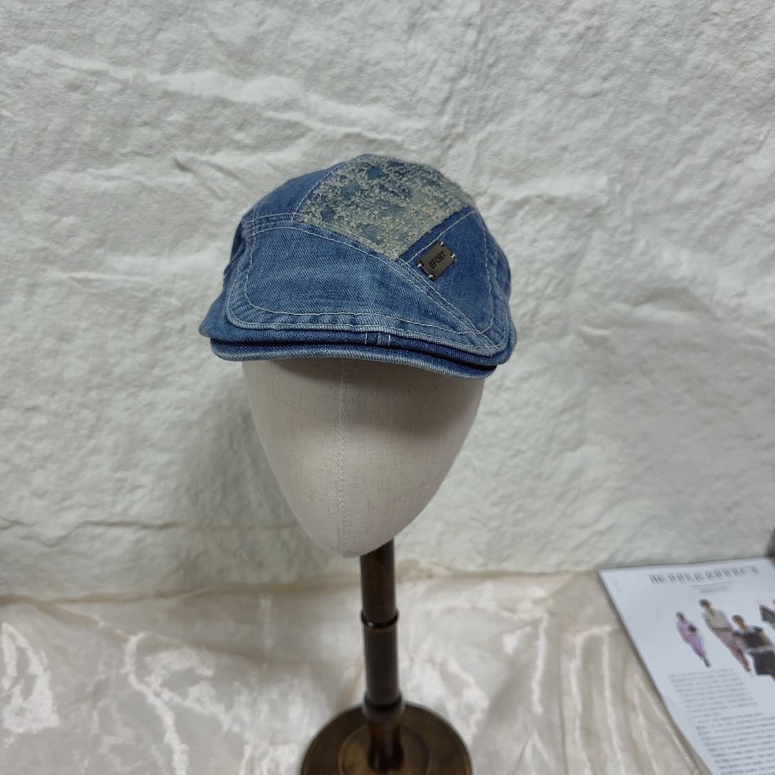 빈티지 워싱 블루 데님 헌팅캡 상품이미지1