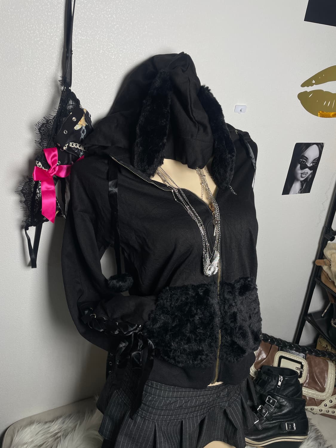 시크릿허니 우사미미 후드집업 리본 털  상품이미지1