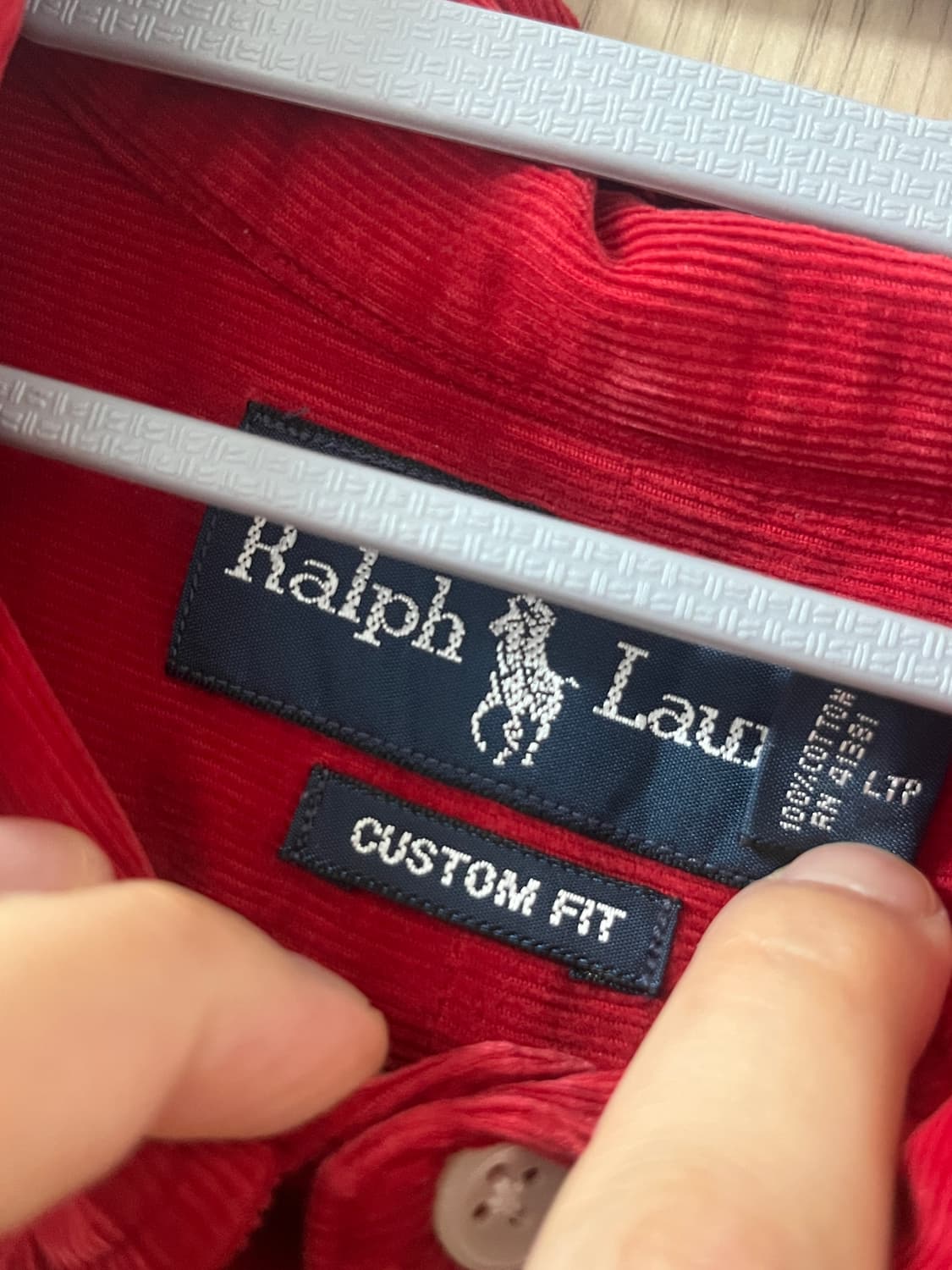 폴로 랄프로렌 코듀로이 셔츠 L 레드 커스텀핏 상품이미지3