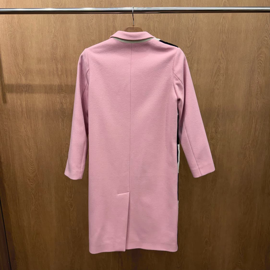 MSGM 롱 코트 싱글 브레스트 퍼 텍스처 체크보드 배색 디테일 핑크 상품이미지3