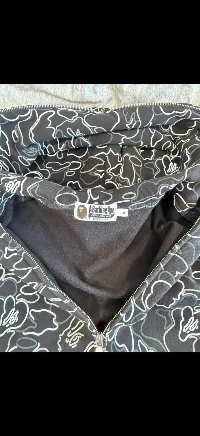 베이프 네온 카모 샤크 풀 집 후드 블랙 M 상품이미지2