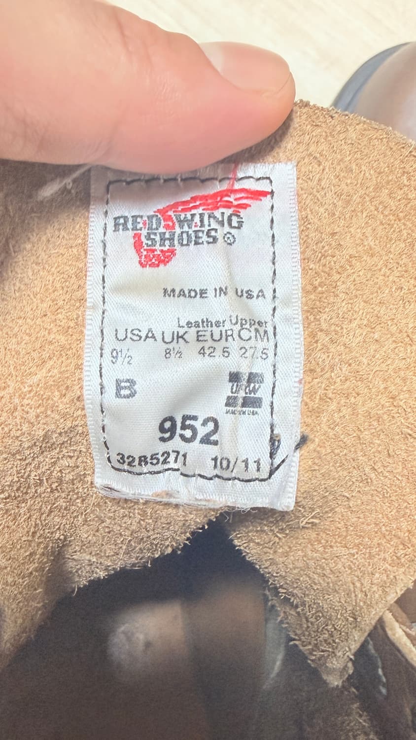 OG USA Made 레드윙 952 부츠  오스틴 버틀러 275 B 상품이미지5