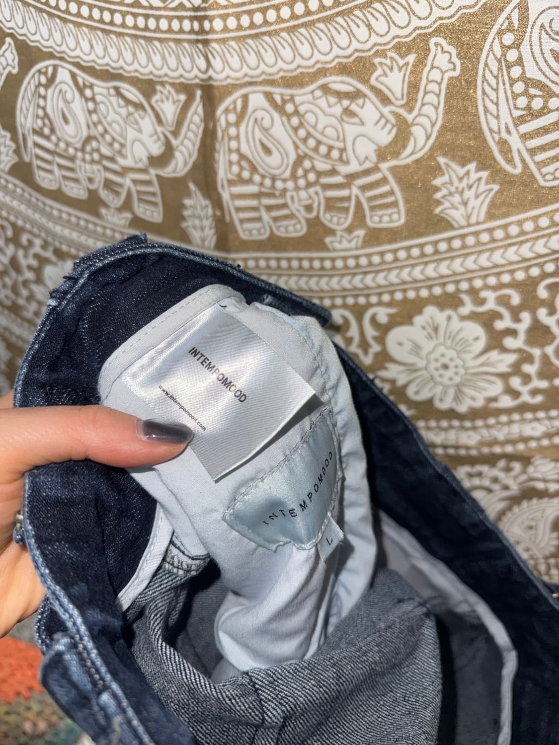 인템포무드 핀턱 생지 데님팬츠  상품이미지7