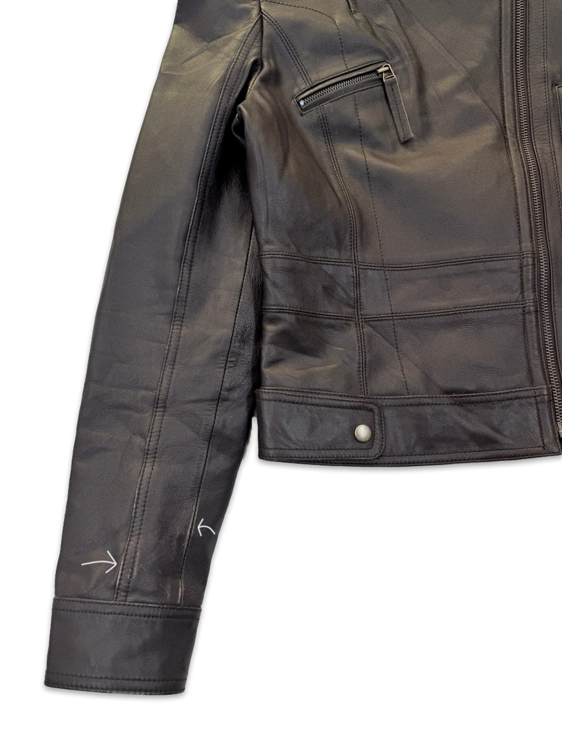 빈티지 ROBO 브라운 가죽 라이더 자켓 상품이미지5