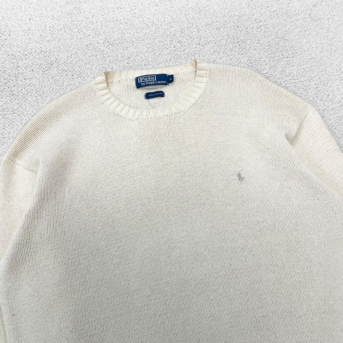 폴로 랄프로렌 포니 로고 코튼 라운드 니트 아이보리 상품이미지2