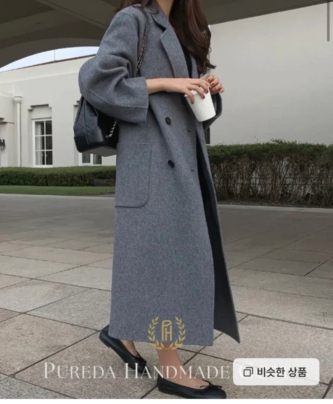 퓨어다 메리노 울 100% 롱코트 XL 블랙 - 패딩안감 상품이미지1