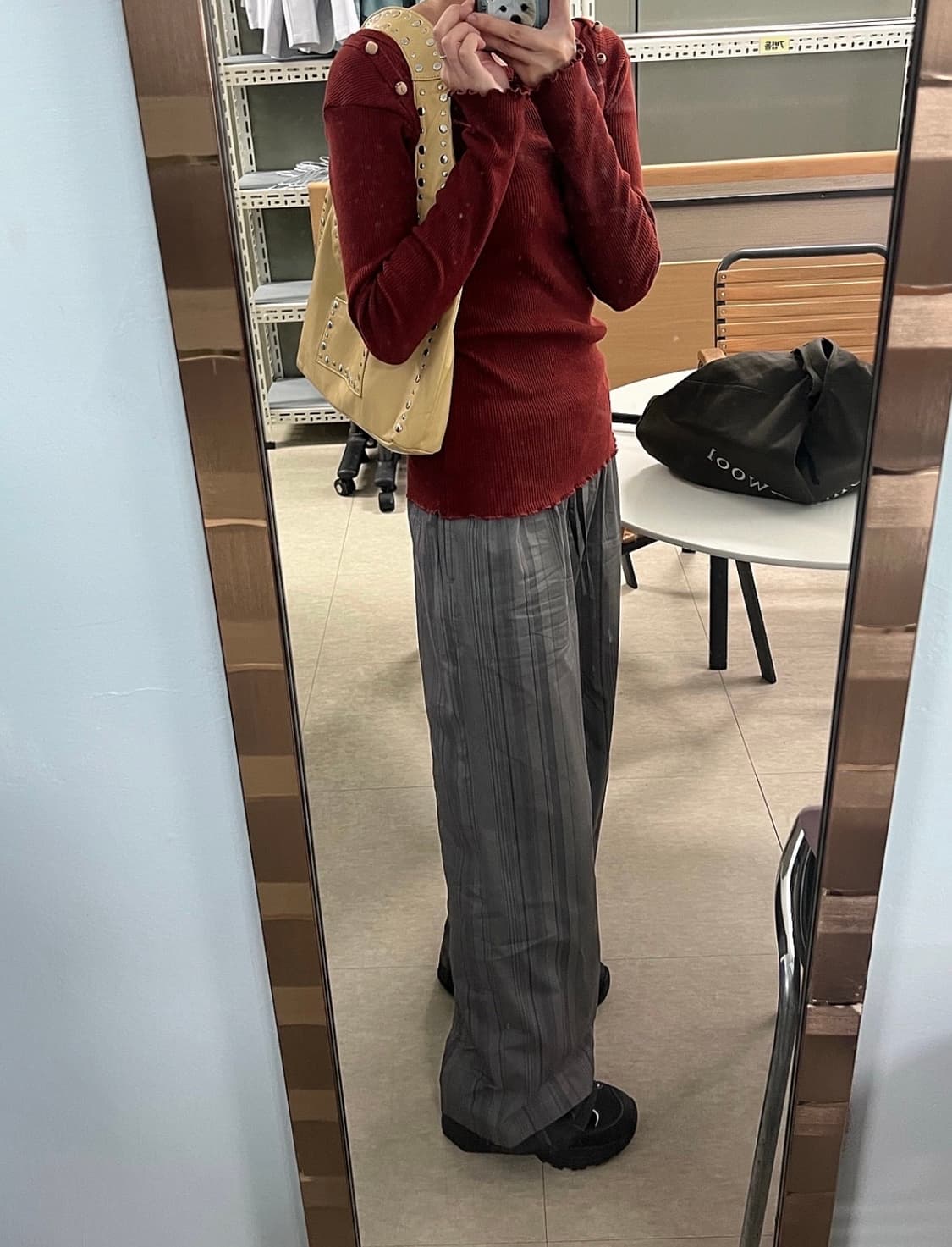 베이스레인지 disc long sleeve tee - burgundy 상품이미지1