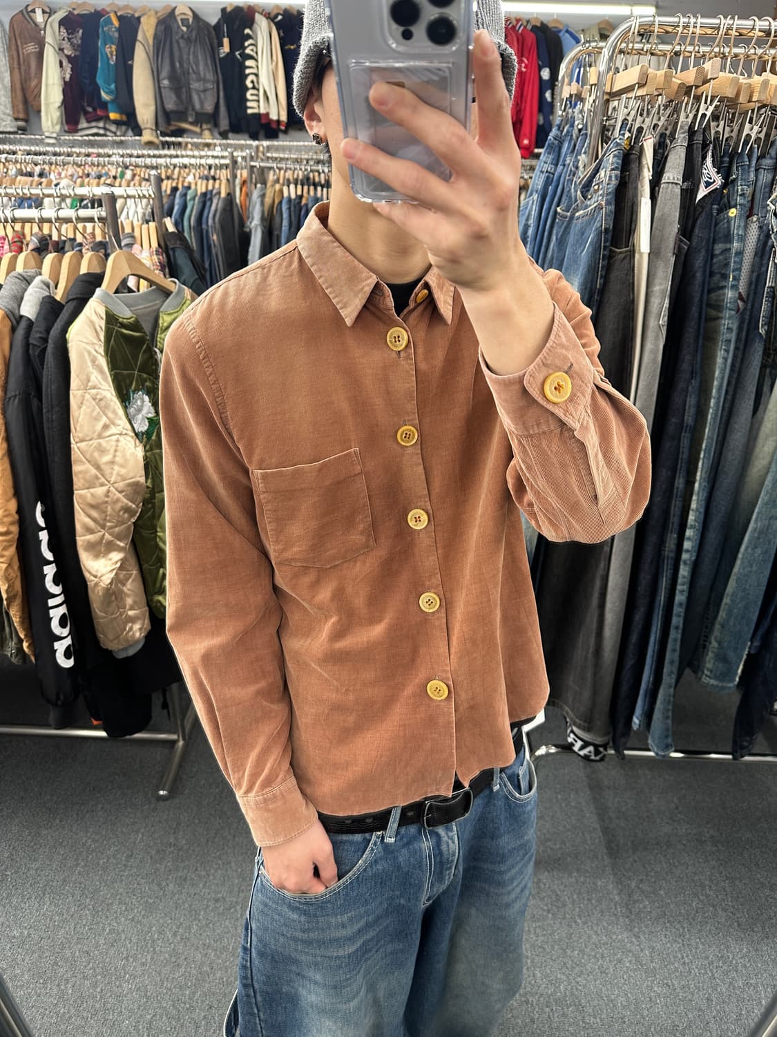 L) 꼼데가르송 옴므 코듀로이 빅버튼 셔츠 상품이미지1