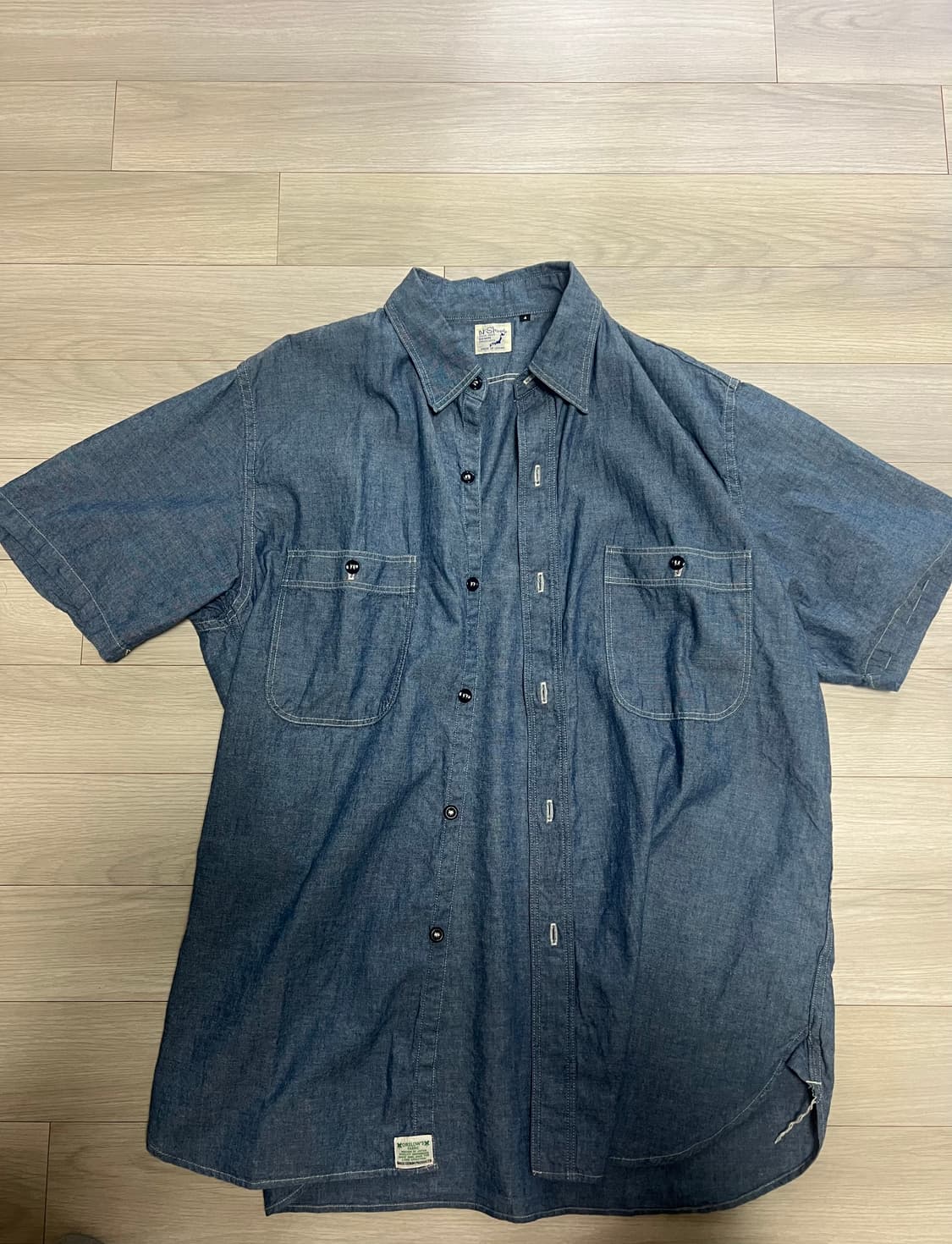 오어슬로우 빈티지핏 샴브레이 워크셔츠 반팔 4사이즈 상품이미지1