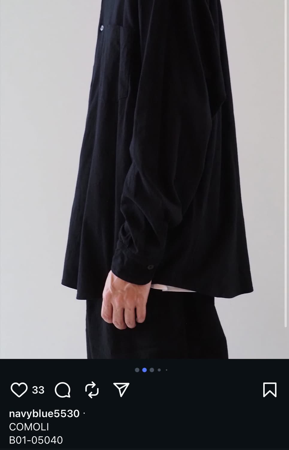 코모리 코튼 저지 셔츠 네이비 3 상품이미지6