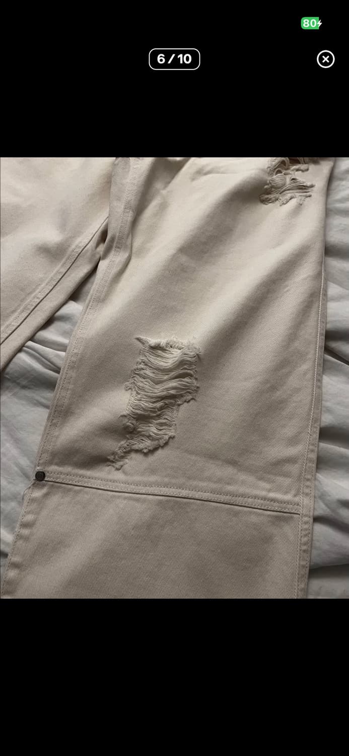 distressed denim 더블니 팬츠 화이트 48 상품이미지6