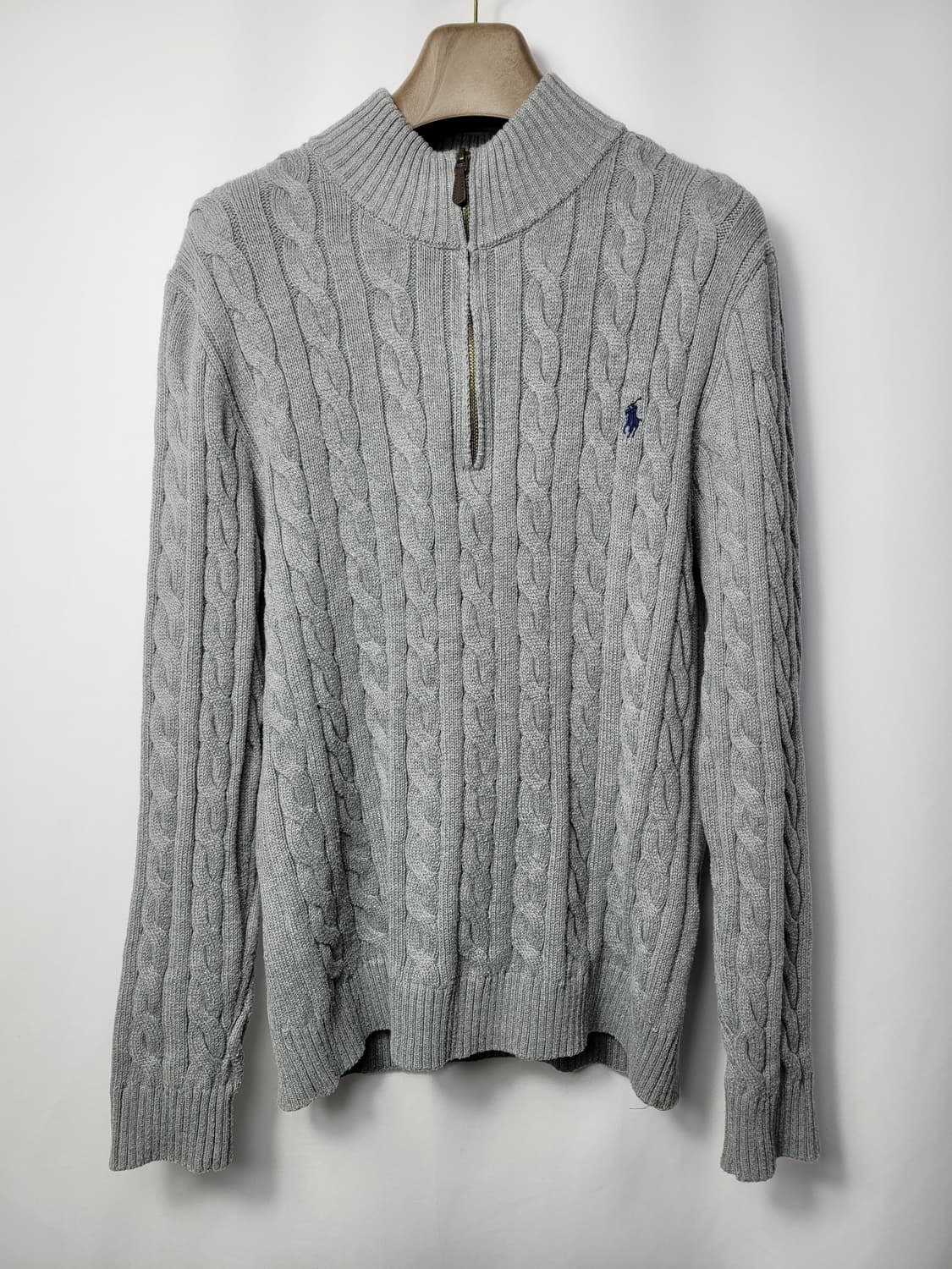 폴로 랄프로렌 케이블 니트 집업 그레이 상품이미지1