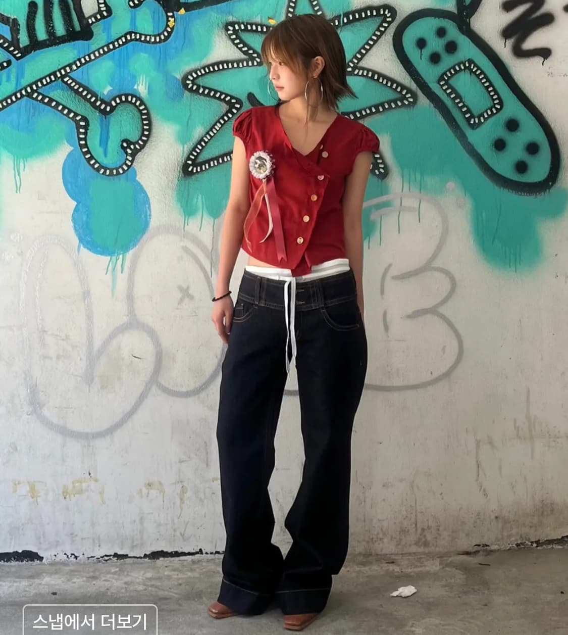 스컬프터 로제타 퍼프 셔츠 레드 상품이미지2