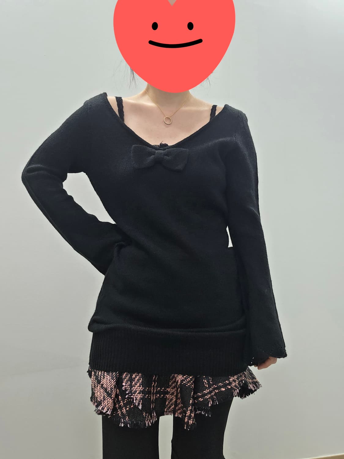 빈티지) 블랙x핑크 양지뢰계 캐캐체깔 로맨틱 트위드갸루 캉캉 체크 스커트 상품이미지5