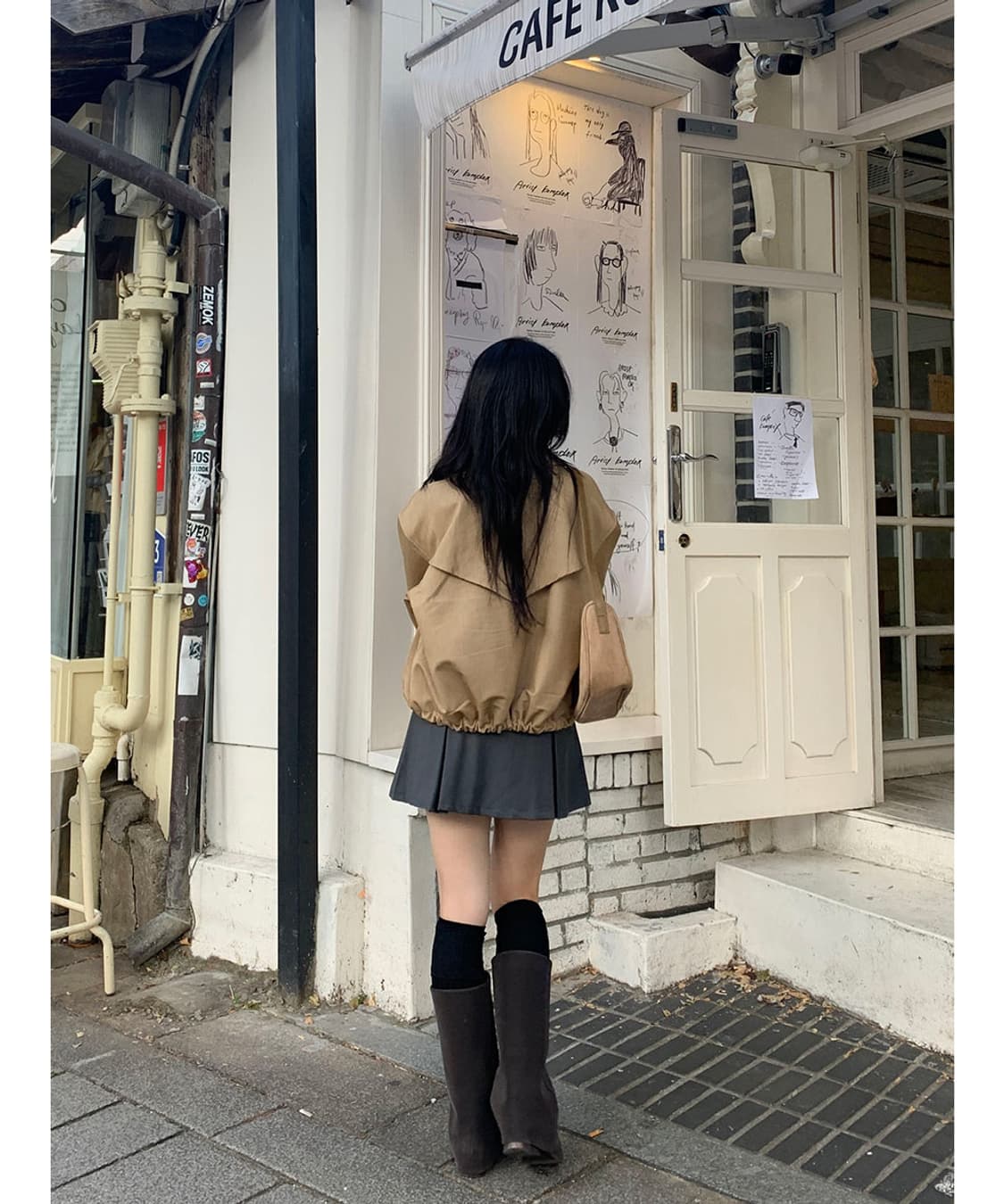 새상품) 트임 미니스커트 그레이/블랙 상품이미지3