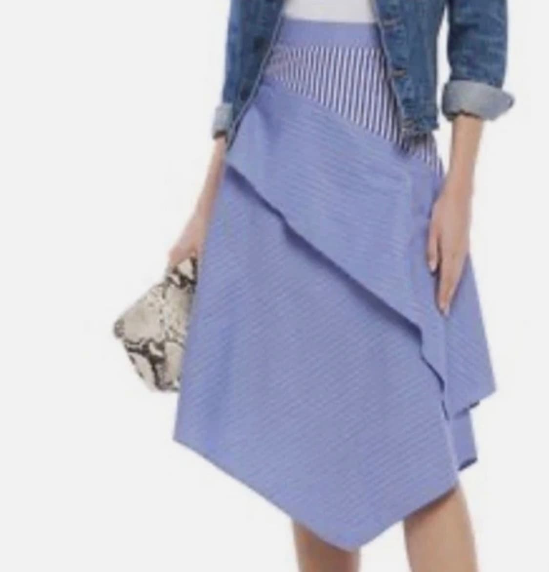 마쥬 미디 비대칭 블루 오버 스트라프 스커트 상품이미지1