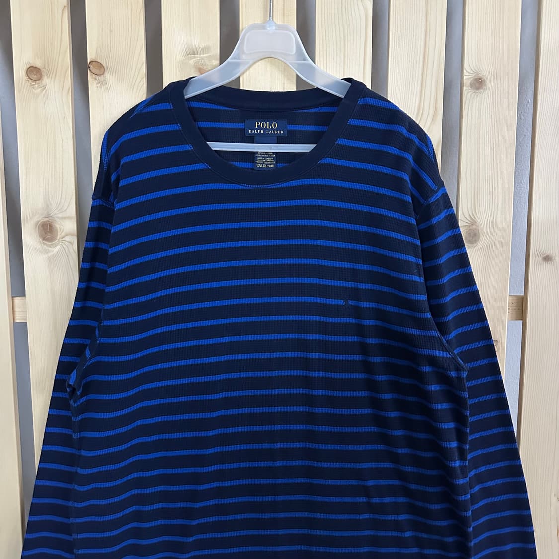 (XL) 폴로 랄프로렌 네이비 스트라이프 와플 롱슬리브 티셔츠 상품이미지3