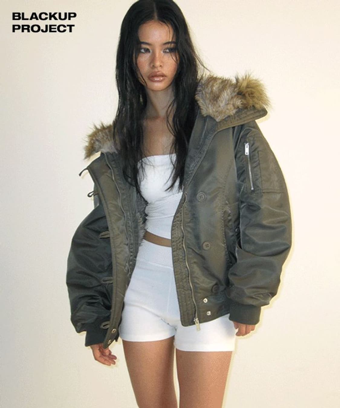 블랙업 누닐 퍼트리밍 퍼점퍼 상품이미지1