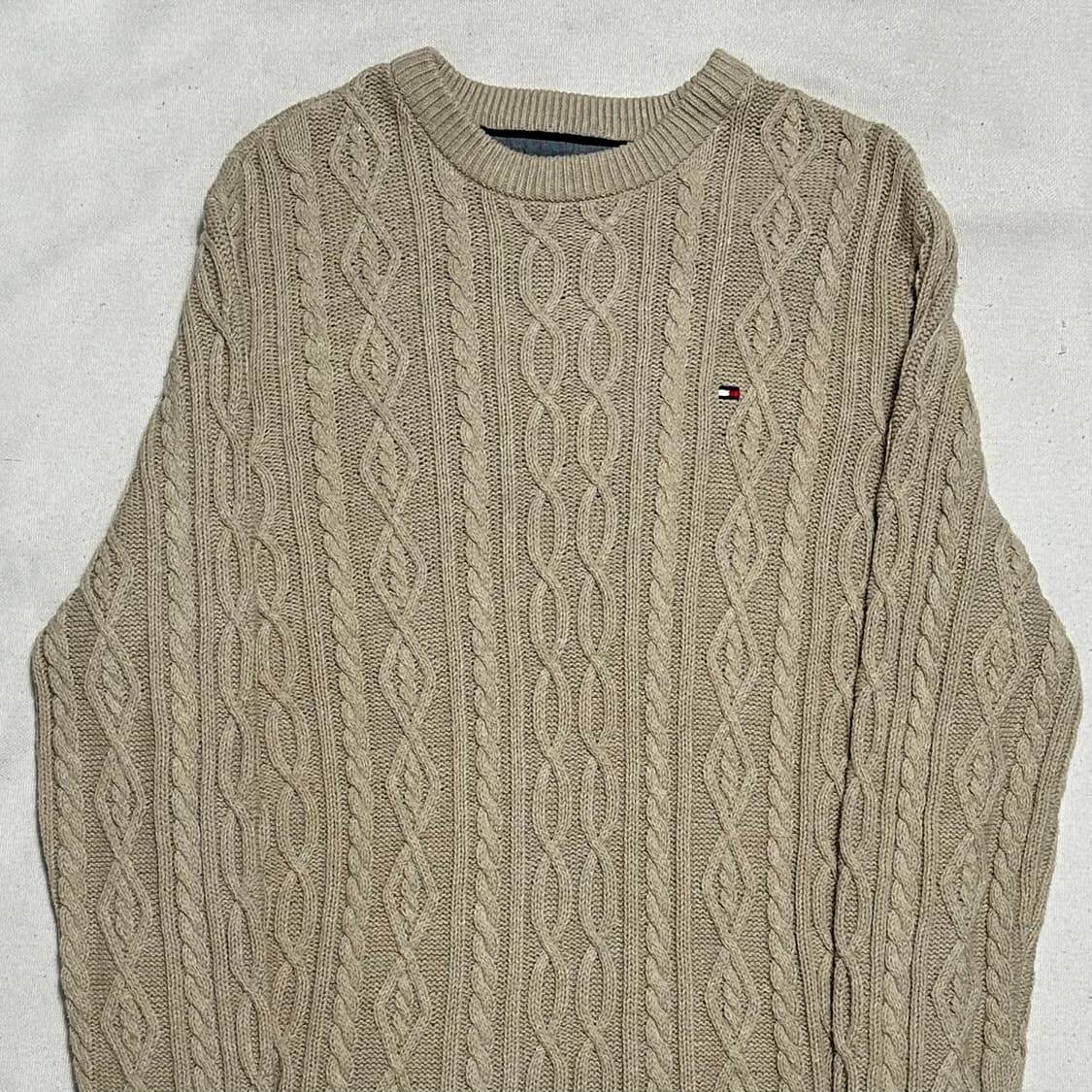 L 타미힐피거 베이지 케이블 니트 상품이미지1