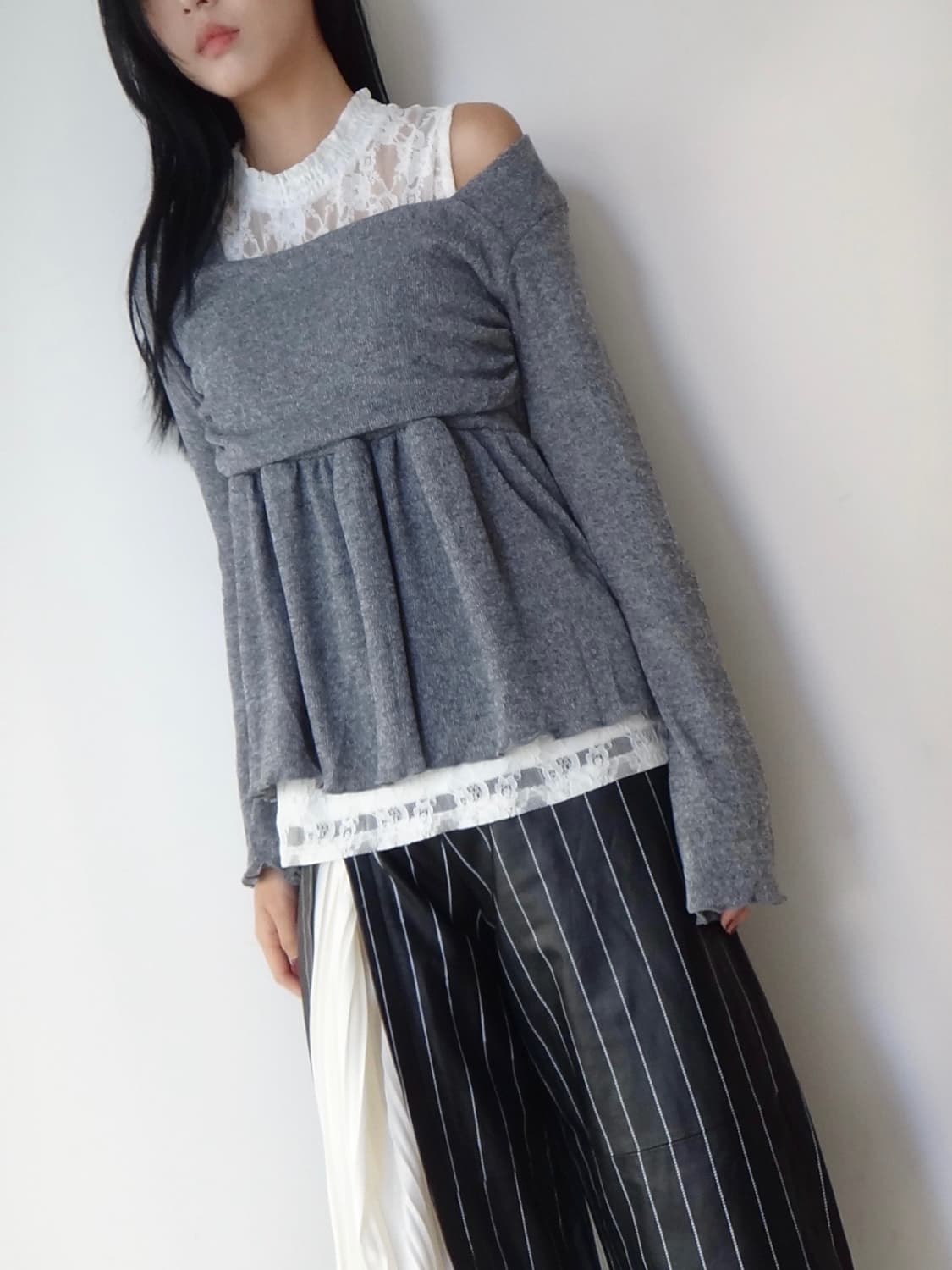 Chest volume knit / grey 상품이미지1