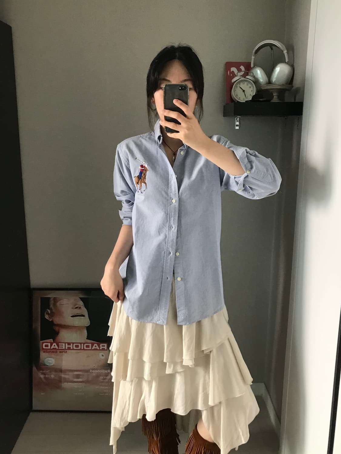 폴로 랄프로렌 포니 로고 스카이블루 셔츠 상품이미지2