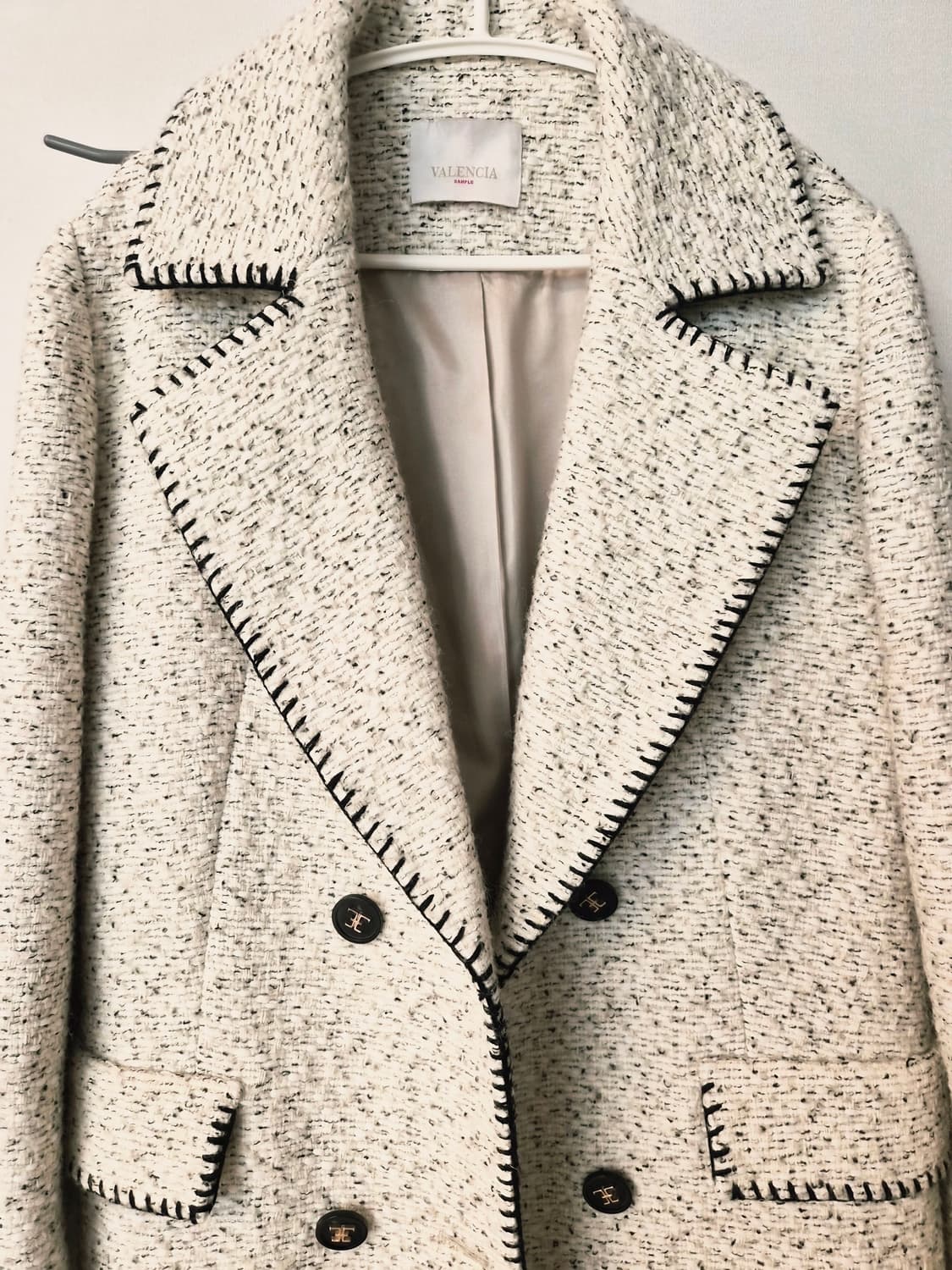 발렌시아(VALENCIA) 트위드 스티치 롱코트 상품이미지3