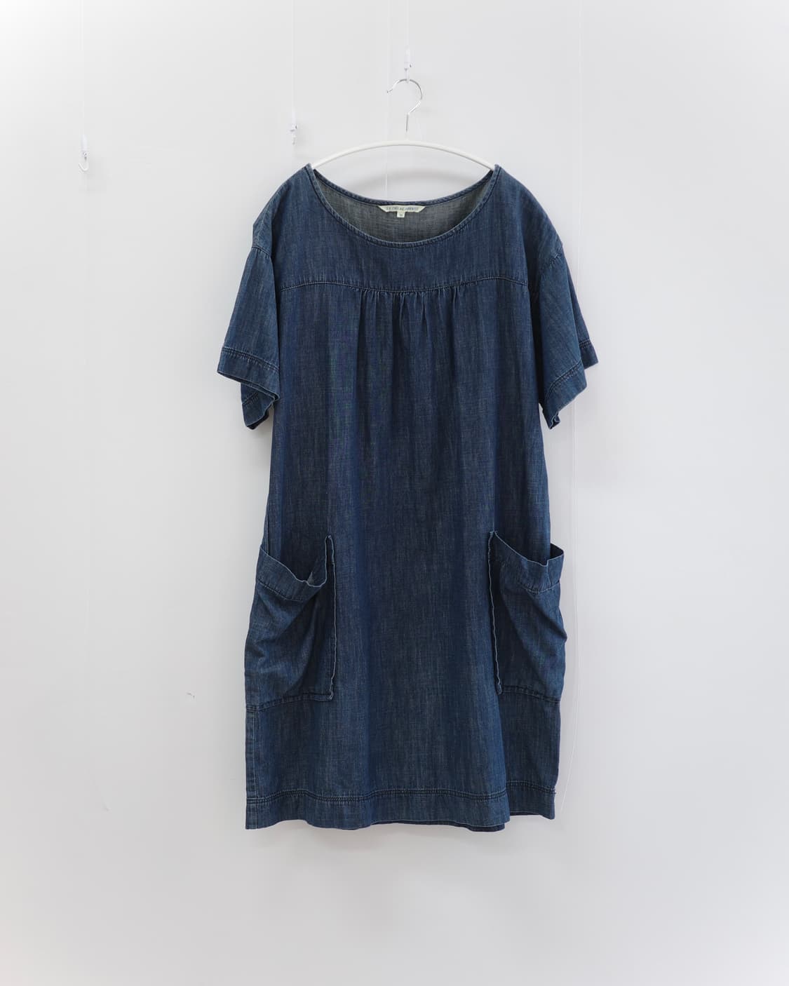 Cotton demin wood button one-piece 상품이미지1